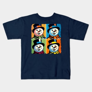 Frosty Fusion: Pop Art's Coolest Creation - Pop Snowman Kids T-Shirt